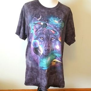 The Mountain Wolf in Space Tshirt Unisex Large
